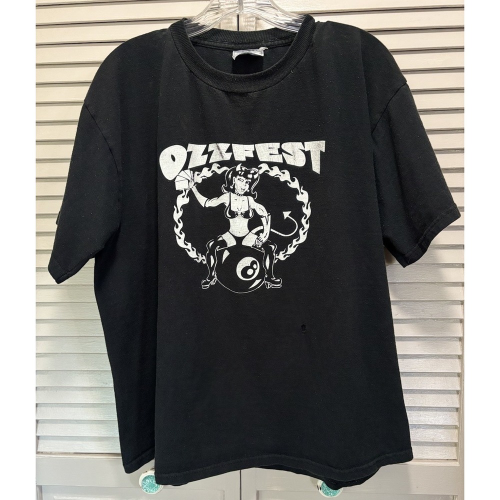 Vintage Ozzfest 2000 Tour‎ Graphic Tshirt Black/White Rock Band Size L Pin Up